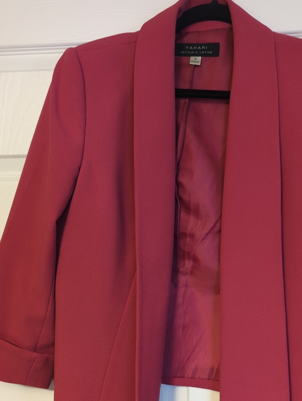 Tahari Open-Front Shawl Collar Blazer in Berry